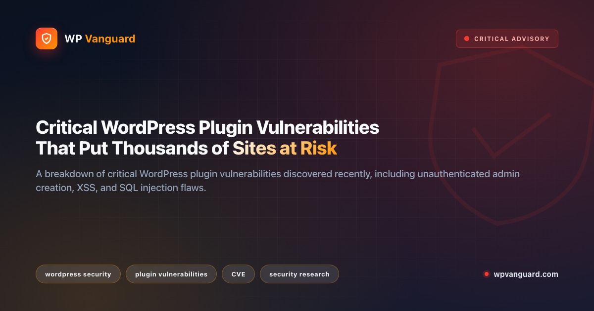 Critical WordPress Plugin Vulnerabilities That Put Thousands of Sites at Risk