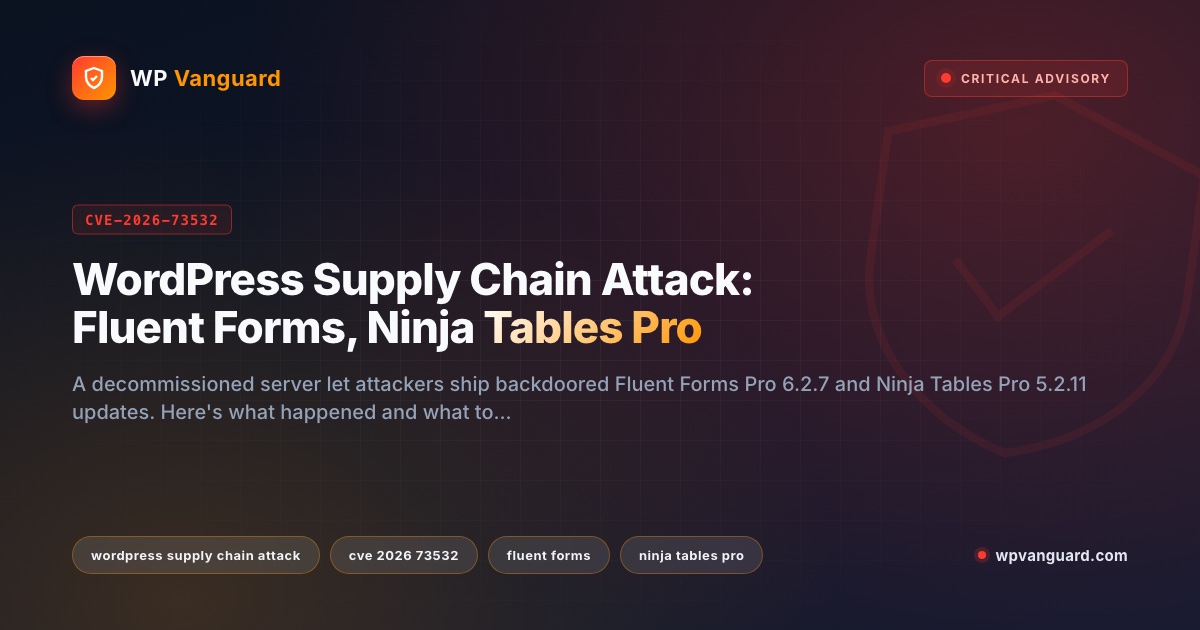 WordPress Supply Chain Attack: Fluent Forms, Ninja Tables Pro