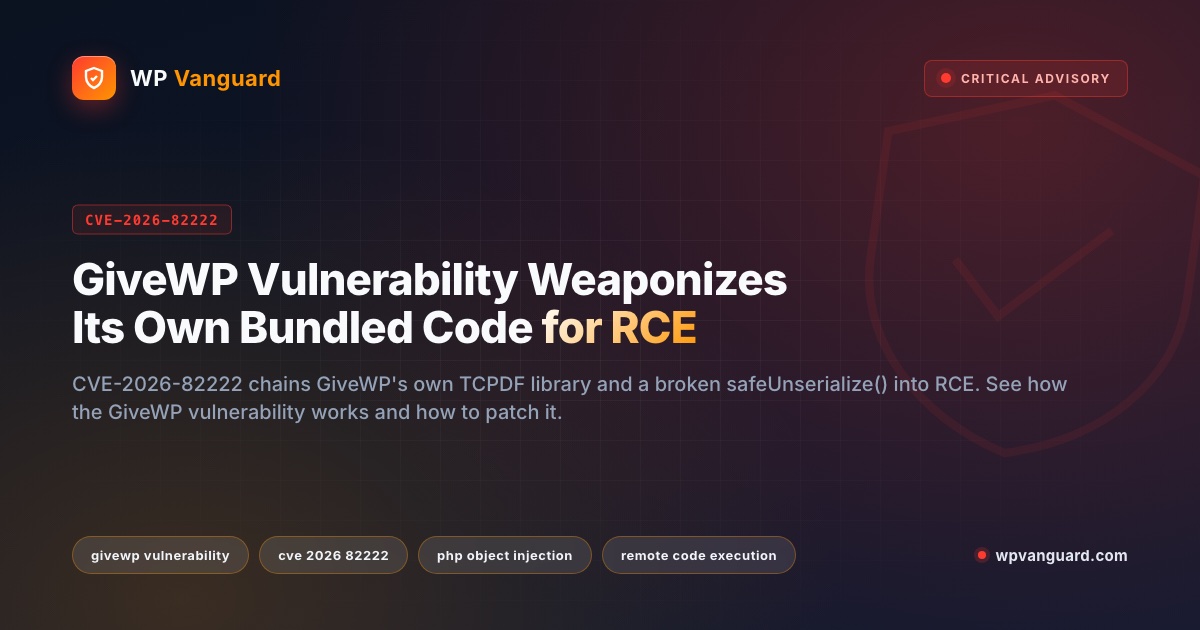 GiveWP Vulnerability Weaponizes Its Own Bundled Code for RCE