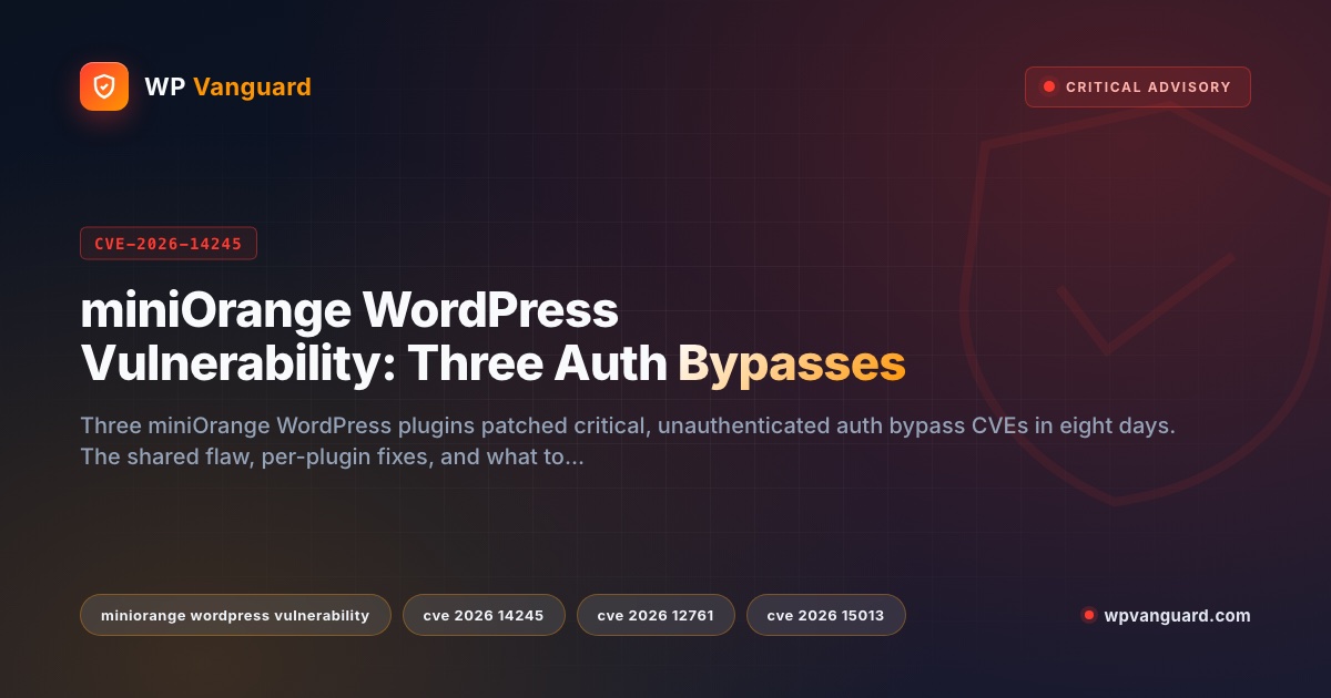 miniOrange WordPress Vulnerability: Three Auth Bypasses