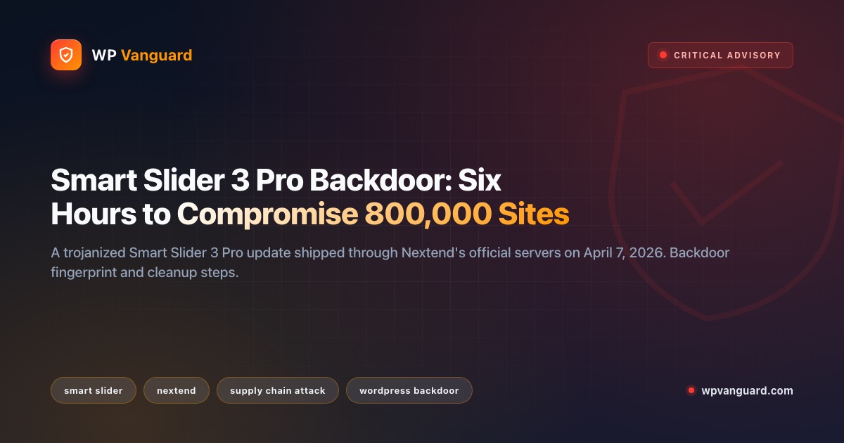 Smart Slider 3 Pro Backdoor: Six Hours to Compromise 800,000 Sites