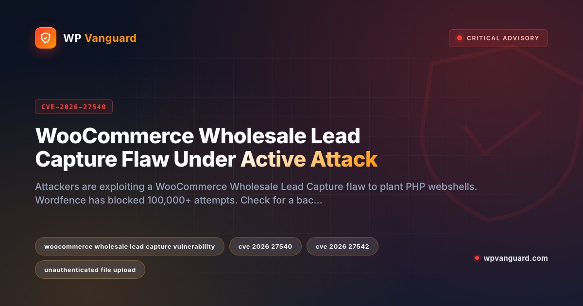 WooCommerce Wholesale Lead Capture Flaw Under Active Attack