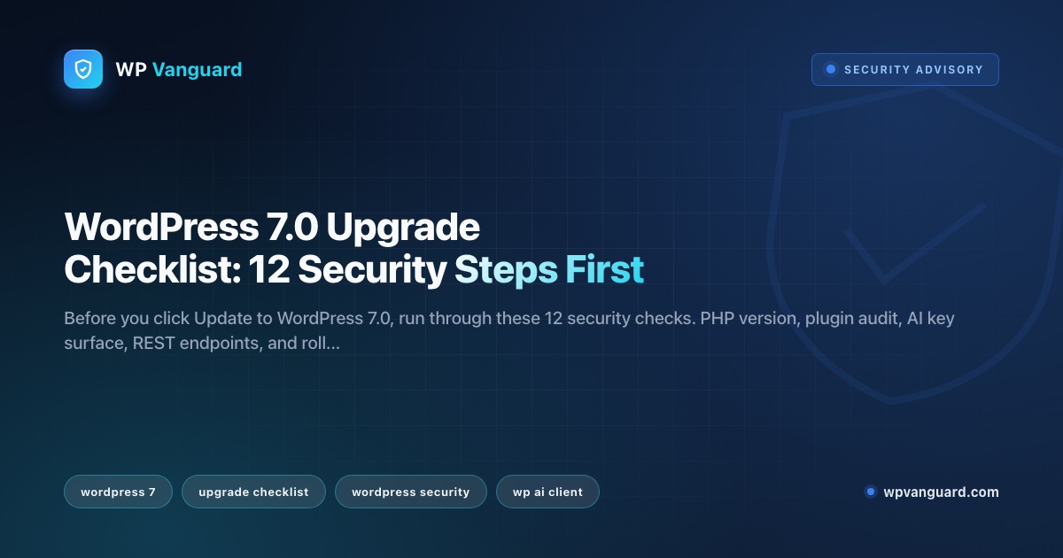 WordPress 7.0 Upgrade Checklist: 12 Security Steps First