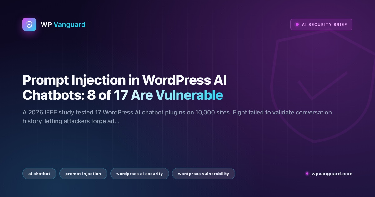 Prompt Injection in WordPress AI Chatbots: 8 of 17 Are Vulnerable