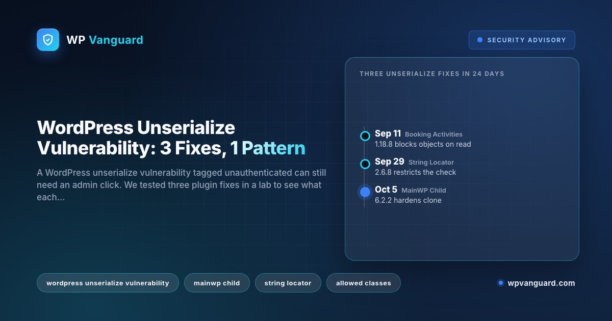 WordPress Unserialize Vulnerability: 3 Fixes, 1 Pattern