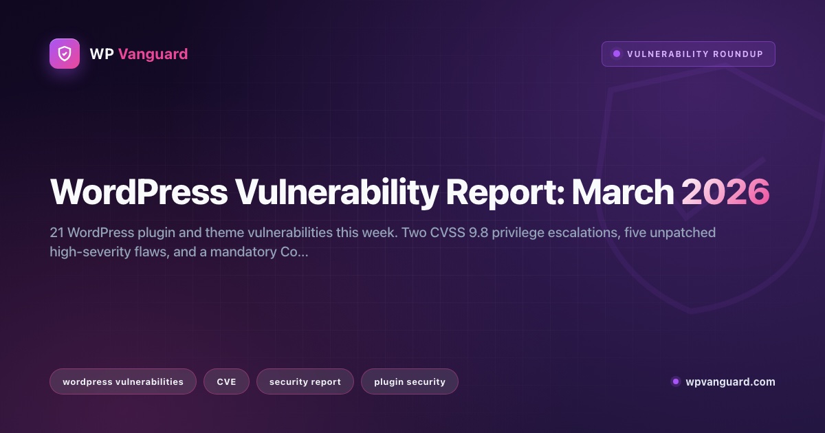WordPress Vulnerability Report: March 2026