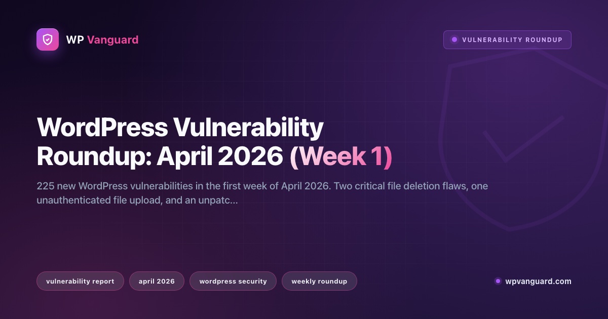 WordPress Vulnerability Roundup: April 2026 (Week 1)