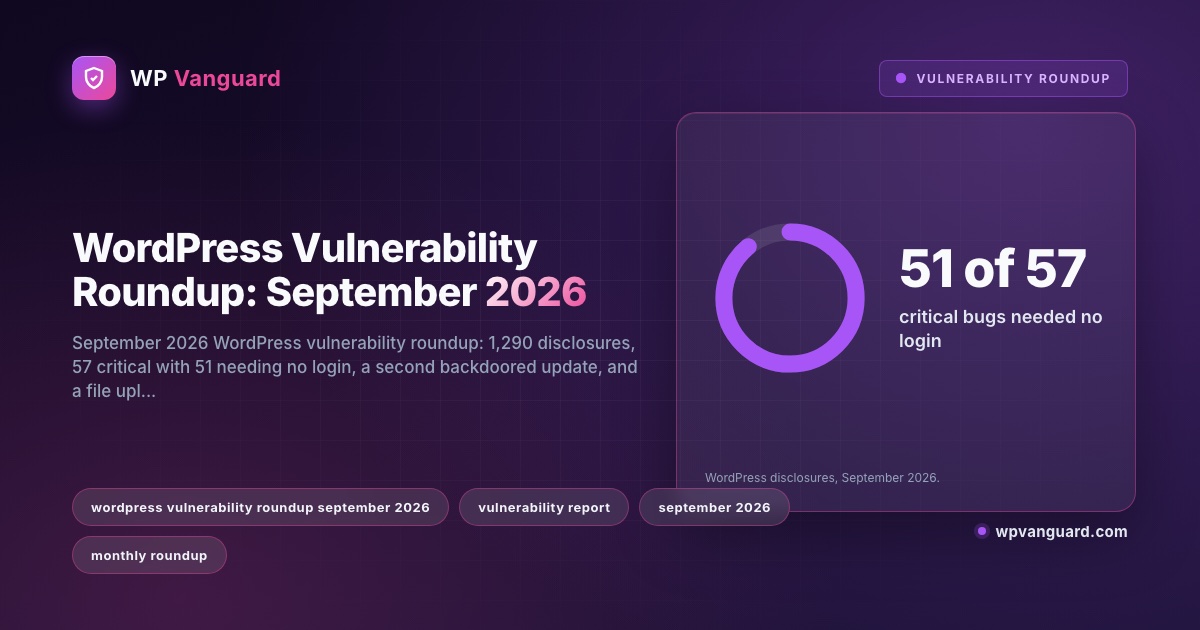WordPress Vulnerability Roundup: September 2026
