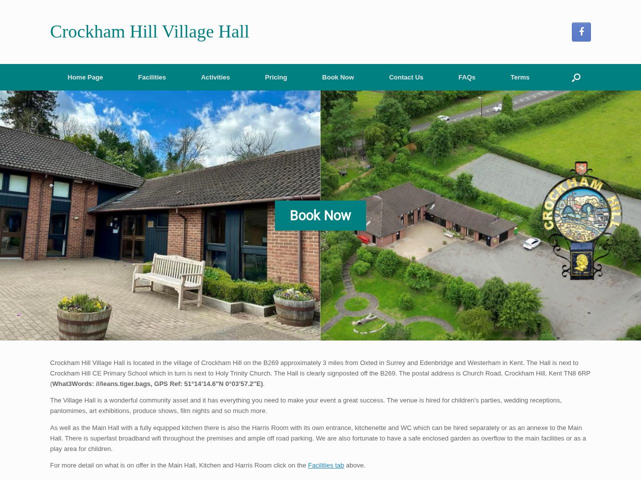 Screenshot of https://crockhamhillvillagehall.co.uk