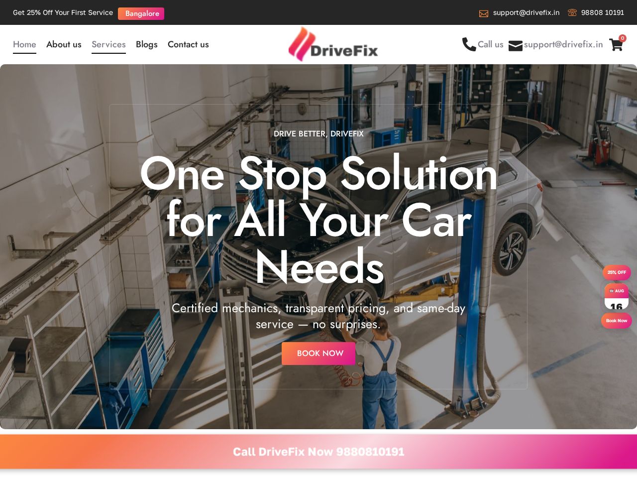 Screenshot of https://drivefix.in