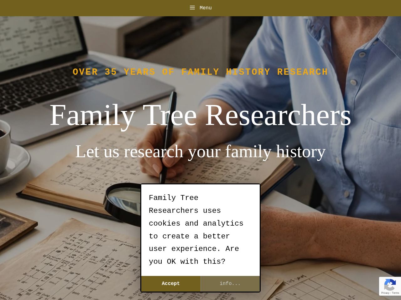 Screenshot of https://familytreeresearchers.co.uk
