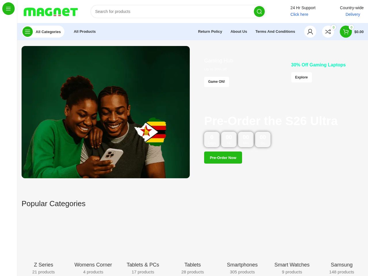 Screenshot of https://magnet.co.zw