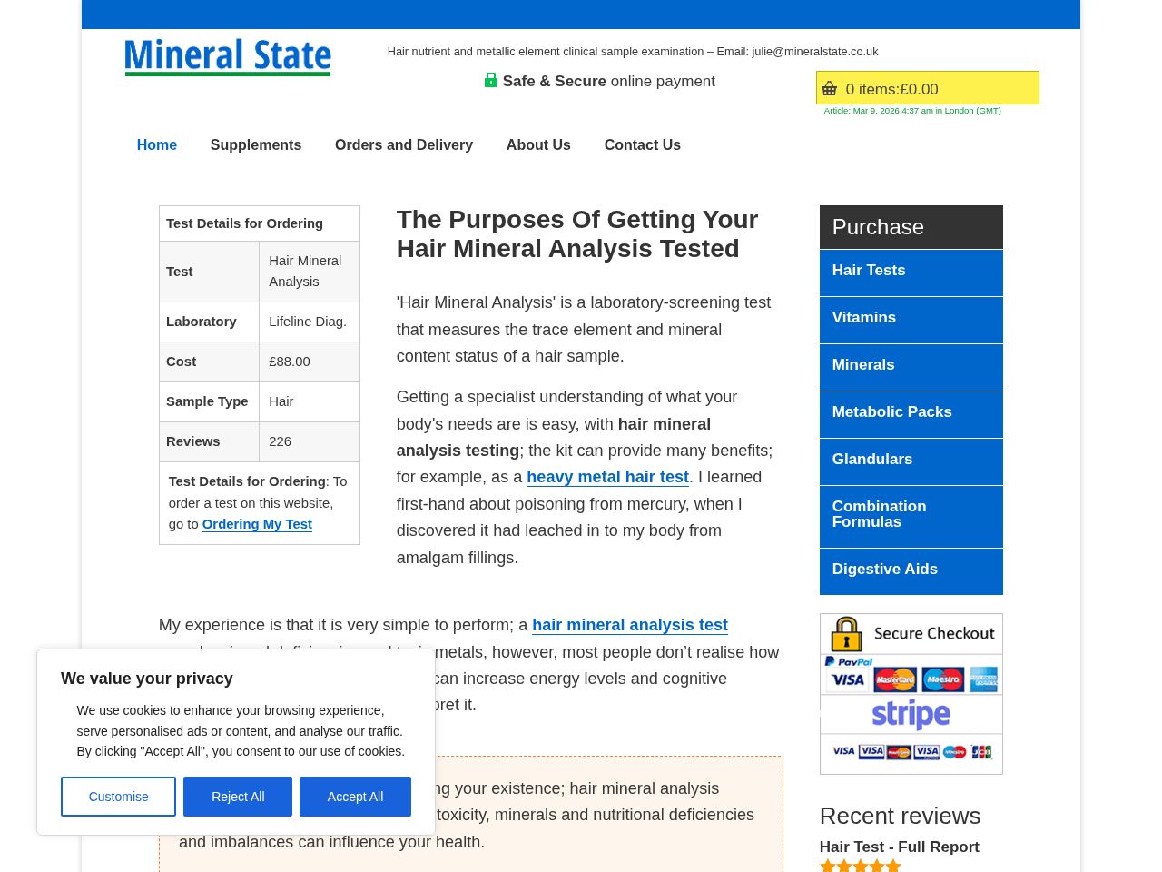 Screenshot of https://mineralstate.co.uk
