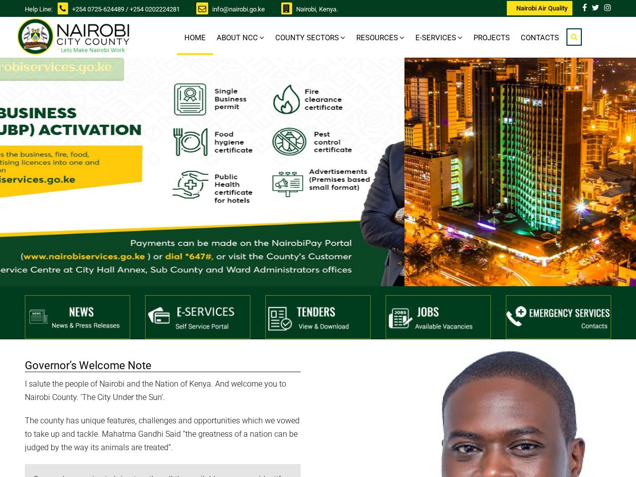 Screenshot of https://nairobi.go.ke