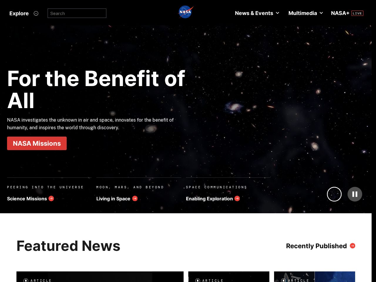 Screenshot of https://nasa.gov
