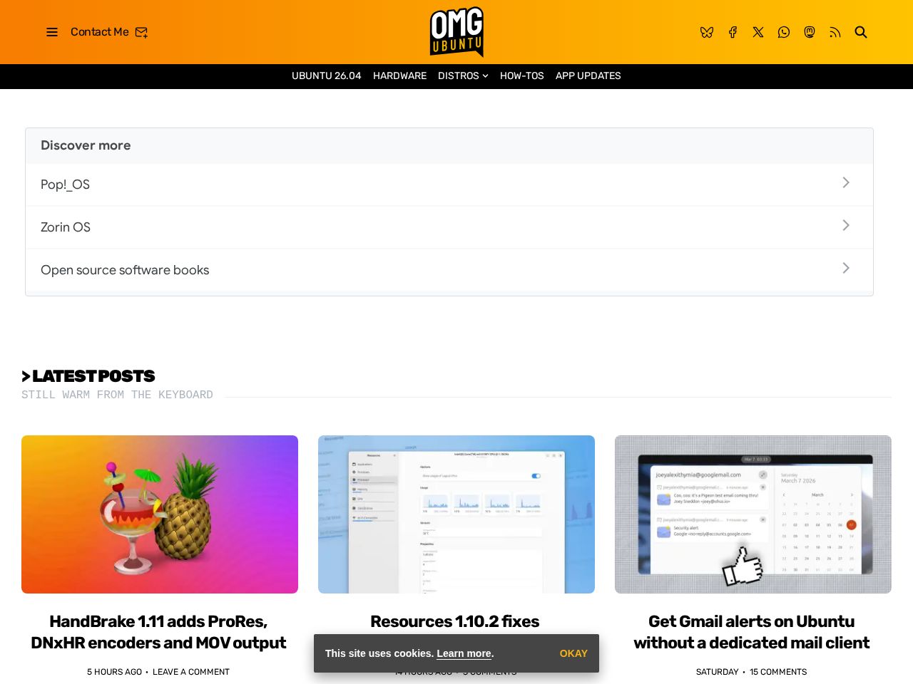Screenshot of https://omgubuntu.co.uk