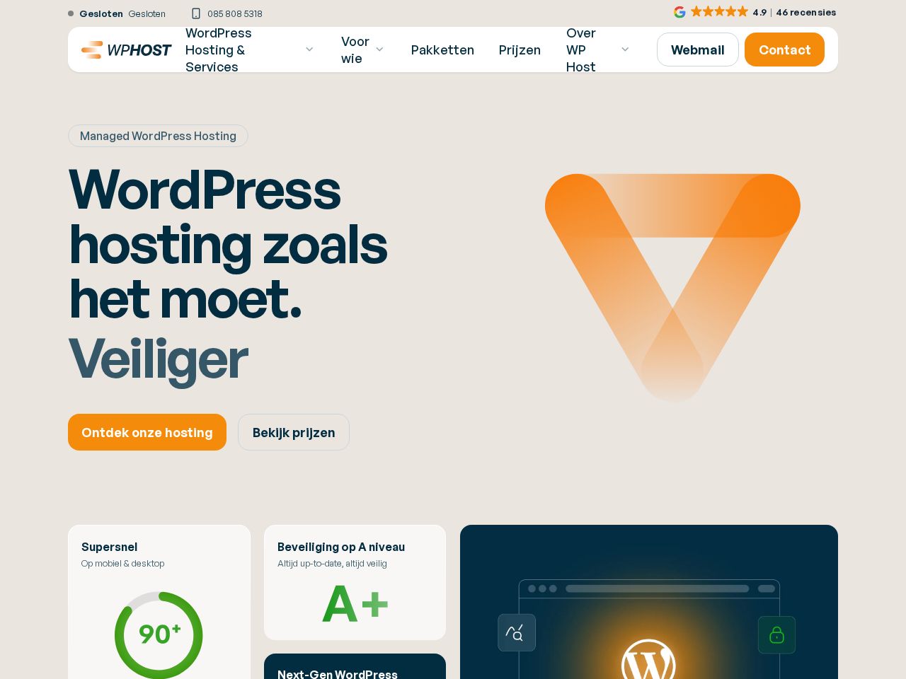 Screenshot of https://wphost.nl