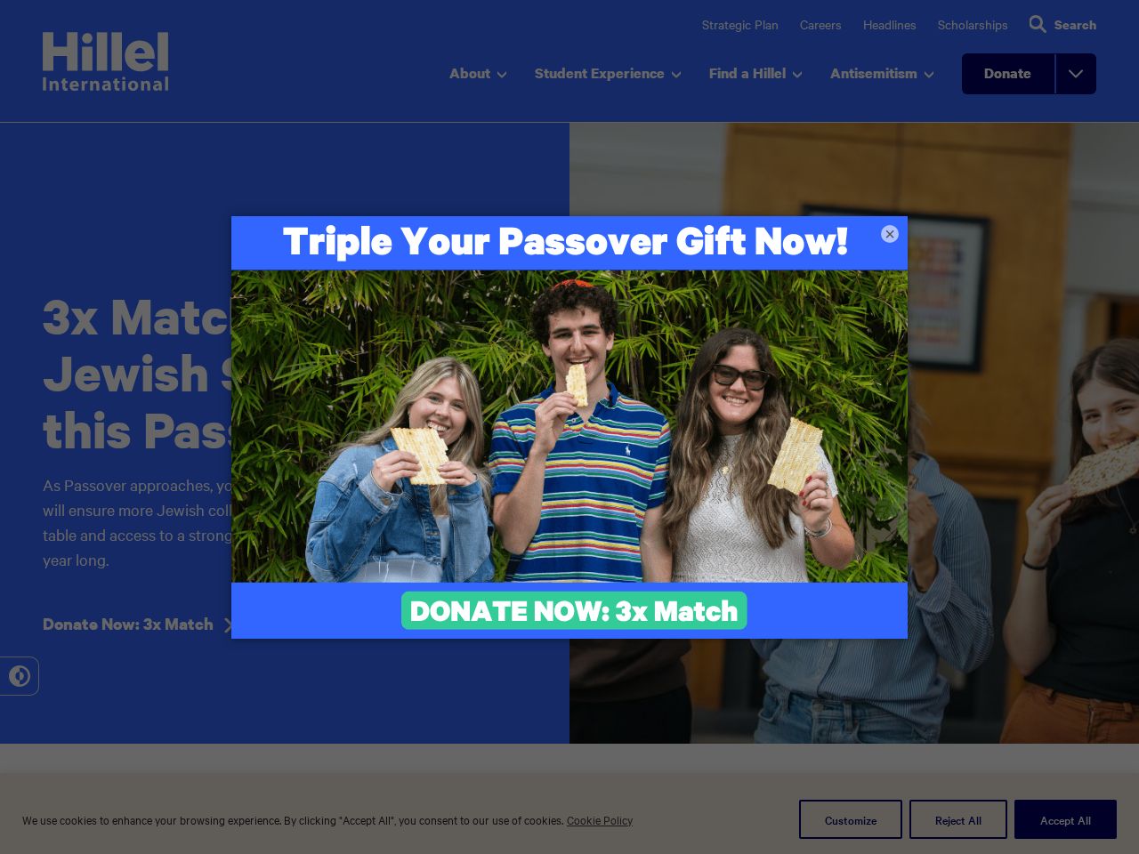 Screenshot of https://www.hillel.org