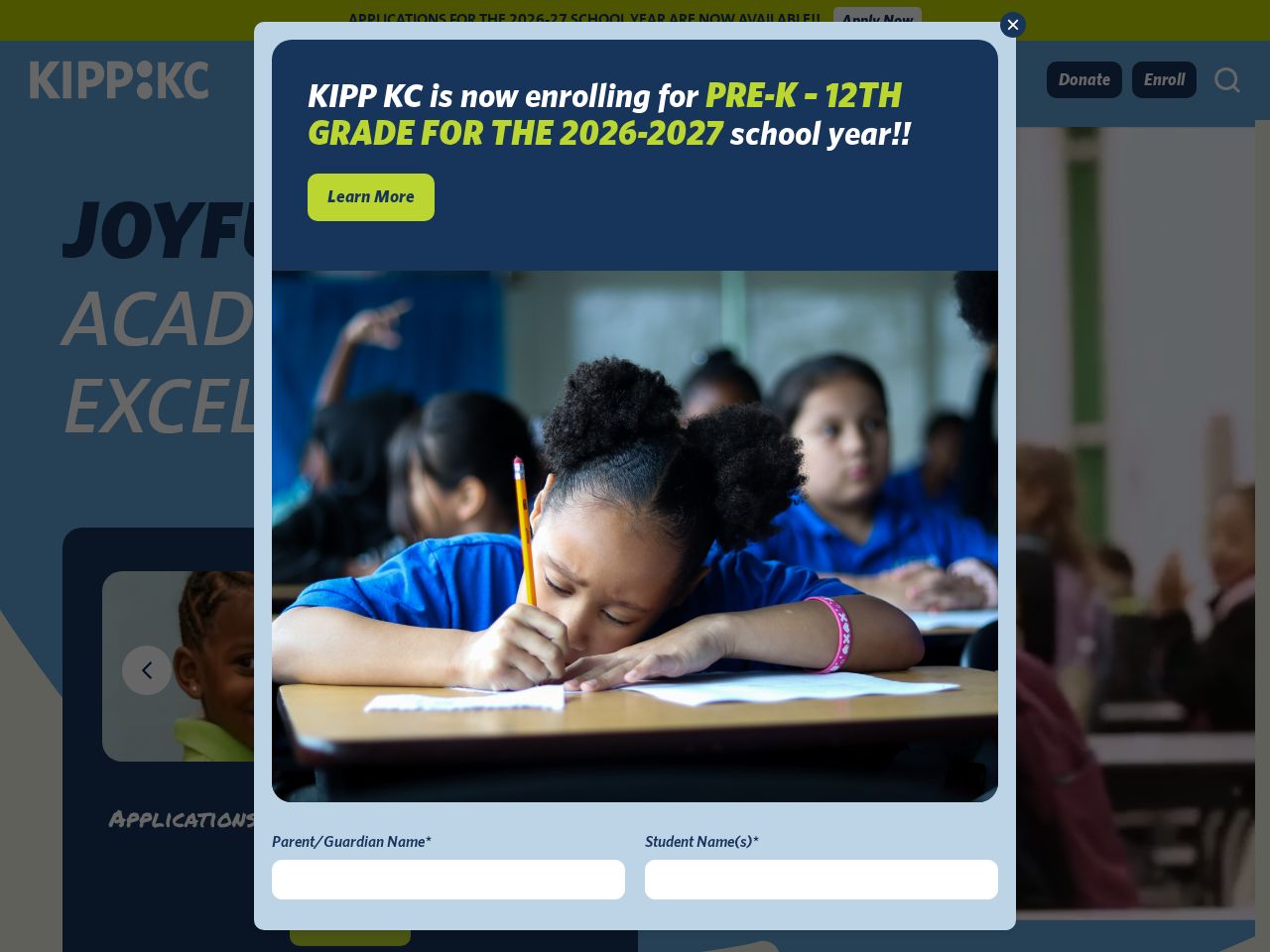 Screenshot of https://www.kippendeavor.org