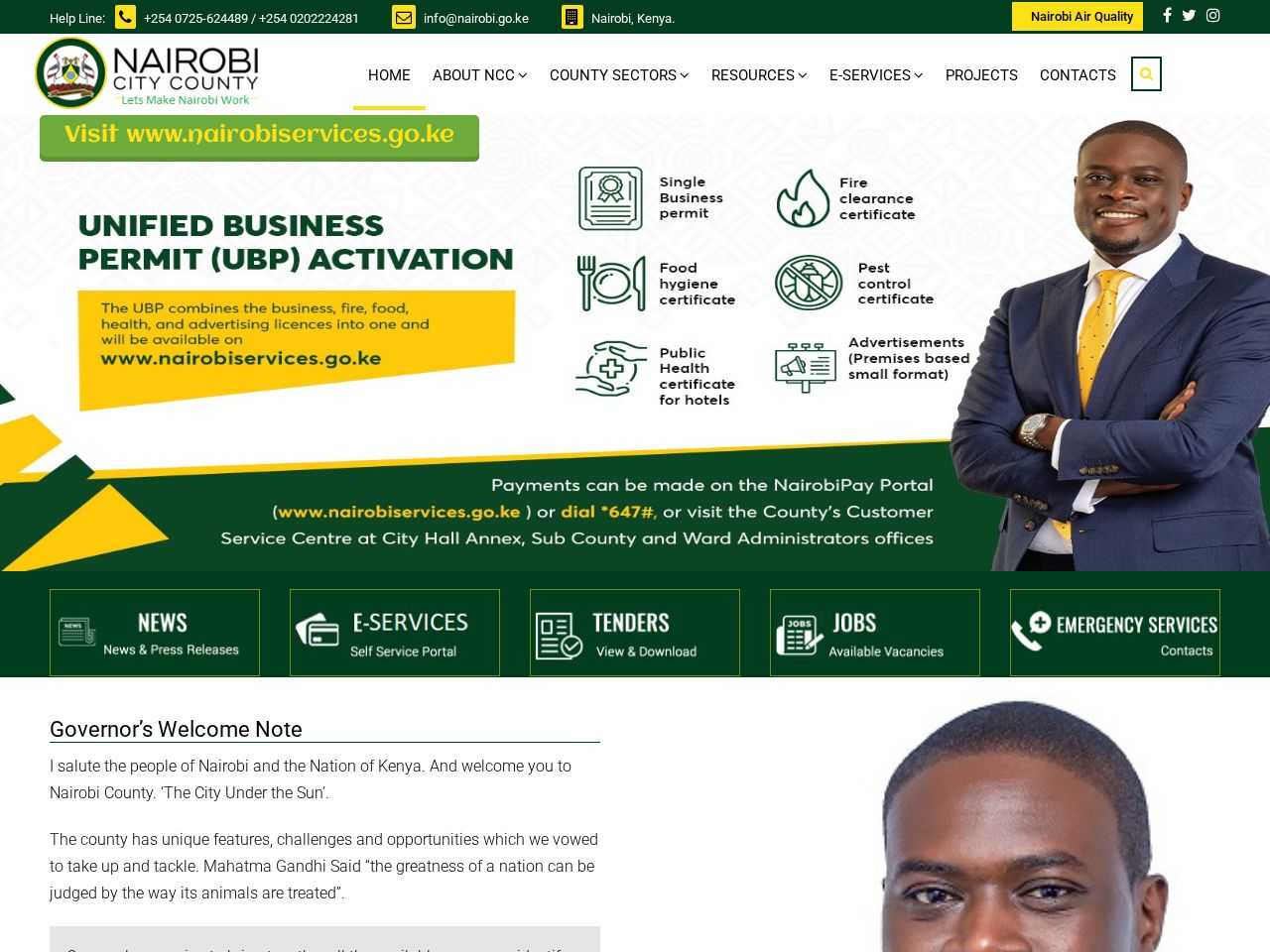 Screenshot of https://www.nairobi.go.ke