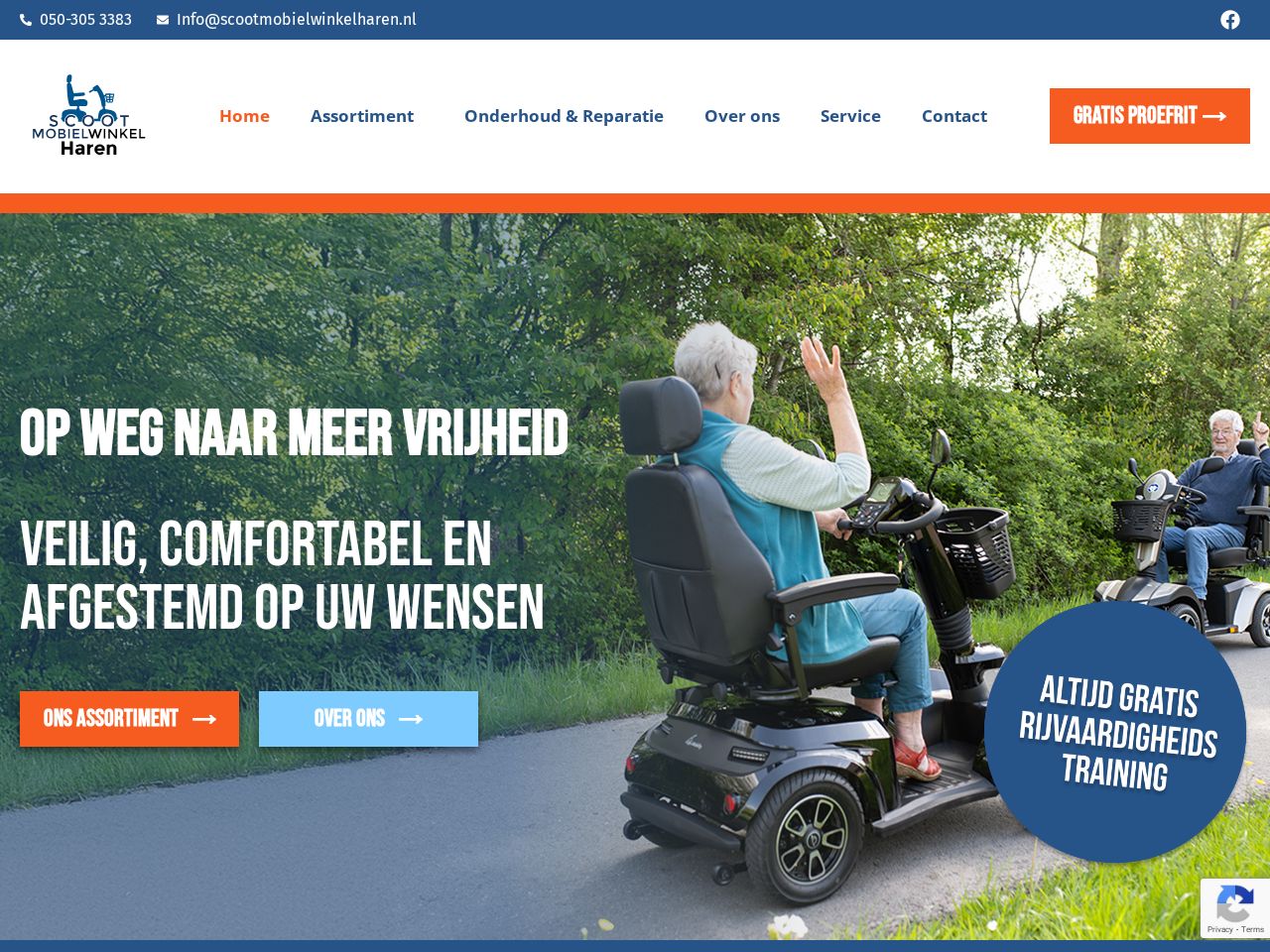 Screenshot of https://www.scootmobielwinkelharen.nl