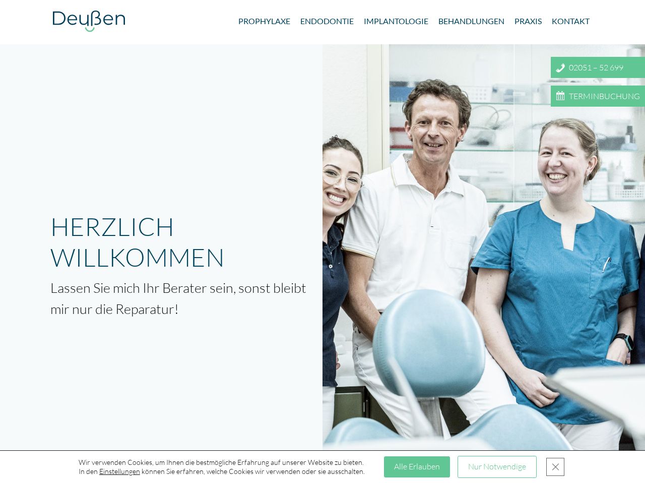 Screenshot of https://zahnarztdeussen.de